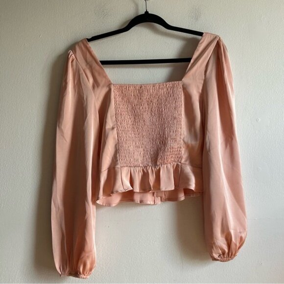 ASTR Light Pink Satin Corset Long Sleeves Blouse - Picture 6 of 10